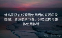 蜂鸟影院在线观看使用后的直观印象整理：资源更新节奏、分类结构与整体使用体验